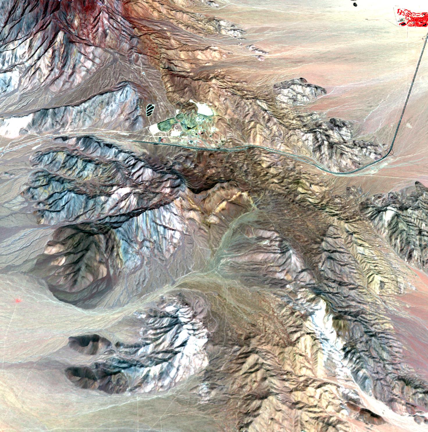 Satellite view of the Mountain Pass rare-earth mine in California