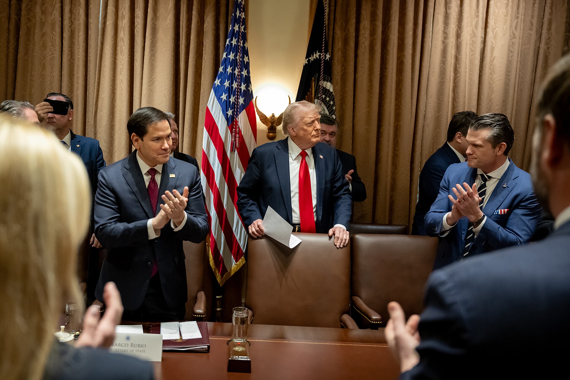 President Trump at a Cabinet meeting in the White House Cabinet Room